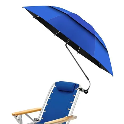 Parasol extérieur pour pêche, camping, plage pliable avec pince pour chaise, parasol anti-UV de 120 cm - Saphir