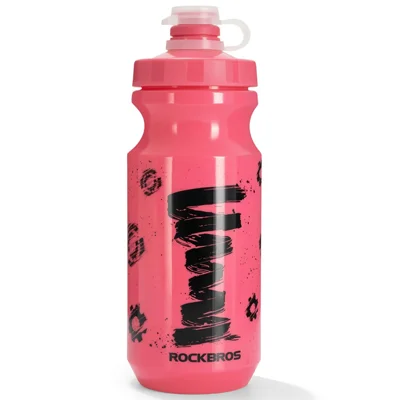 ROCKBROS 350032 350032001 600ml Bicycle Cycling Water Bottle PP5 Water Bottle Ergonomic with Dustproof Lid (No FDA, BPA-Free) - Pink