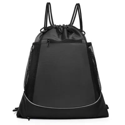 Basketball-Rucksack mit großer Kapazität, Outdoor-Sporttasche mit Kordelzug, multifunktionales Fach - Hellgrau