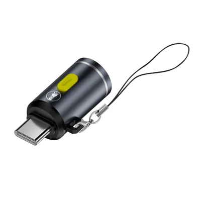 FL-TYPE-M-C02 Mini Type-C LED Flashlight 210-230 Lumens Torch Keychain for Camping Emergency - Dark Gray
