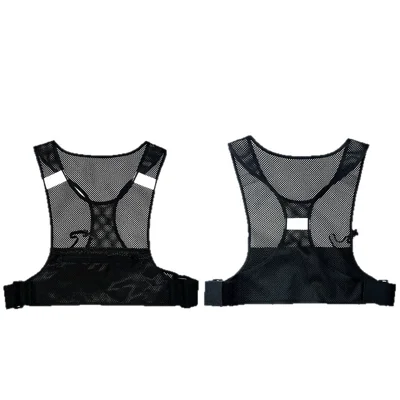 Chaleco Deportivo Transpirable de Malla para Correr, con Múltiples Bolsillos, Portatarjetas para Teléfono, Ideal para Ciclismo y Senderismo - Negro