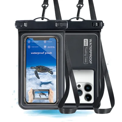 Pochette étanche IP68 pour téléphone avec écran tactile, étui flottant pour natation, plongée, surf - Noir Gris