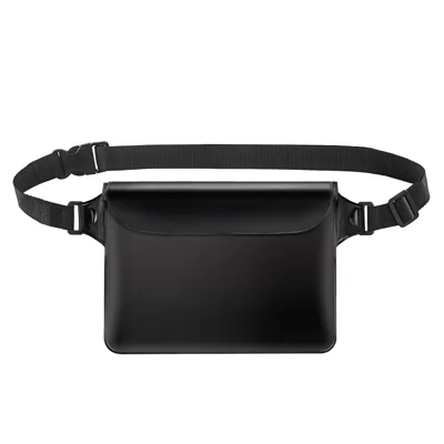 Borsa Impermeabile IPX8 in PVC per Telefono, Custodia Touchscreen per Attività Subacquee, Borsello con Ampio Spazio, da Cintura per Sport Acquatici - Nero