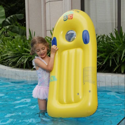 110 x 52 cm PVC Inflatable Surfebræt Børneflåde Svømmebassin Legetøj med Dobbelt Håndtag til Vandleg - Gul/Model 1