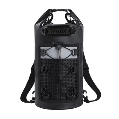 10L Outdoor Dry Bag IPX6 Waterproof Roll Top Reflective Bucket Bag for Swimming Camping Beach - Black|10L