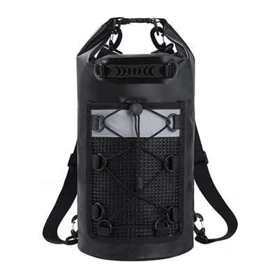 30L Outdoor Dry Bag IPX6 Waterproof Roll Top Reflective Bucket Bag for Swimming Camping Beach - Black | 30L