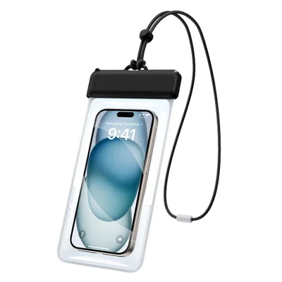 IPX8 Waterproof Phone Pouch Touch Screen Compatible 30m Underwater Dry Bag for Swimming Diving Snorkeling - Black