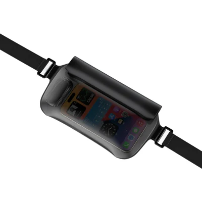 IPX8 Custodia Impermeabile per Telefono 30m Immersione Nuoto Borsa in TPU da Vita per Cellulare da 7,2 pollici - Nero