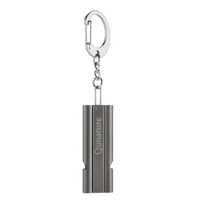 QUNATURE 60019101 Dual Tube Titanlegierungspfeife 120 dB für Outdoor-Überleben, Camping, Wandern, Vogeltraining – Titan Grau