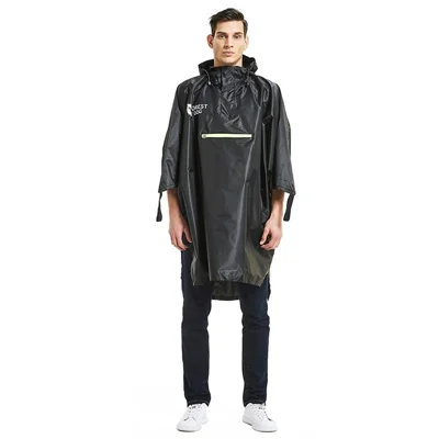FOREST DOG Uomini Donne Outdoor Campeggio Trekking Pioggia Poncho Impermeabile Riflettente - Nero