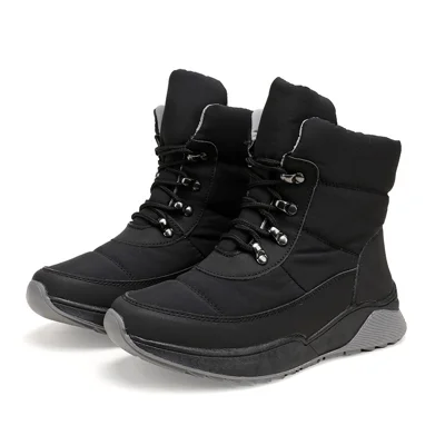 16.4cm Women's Snow Boots Rainproof Fabric + Space PU Faux Fur Lined TPR Anti-Slip Lace-Up Winter Boots for Travel - 36