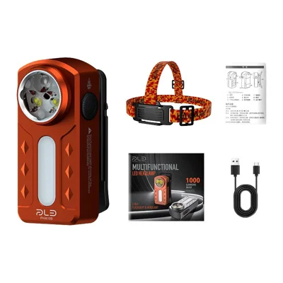 PAILIDE PHA105 Lampada Frontale 1000LM 10W USB di Tipo C UV 395nm IPX4 Impermeabile Torcia per Esterni - Arancione