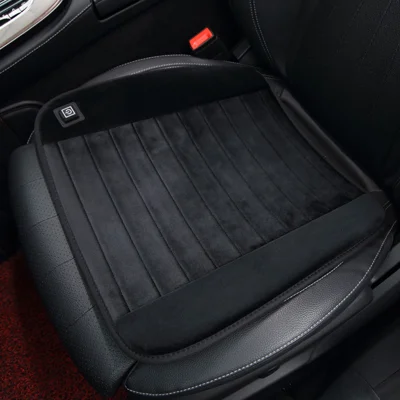 Portable 5V USB Graphene Heated Seat Cushion with 3 Heat Settings, Overheat Protection, Auto Shutoff for Car Seat - Black Embroidery