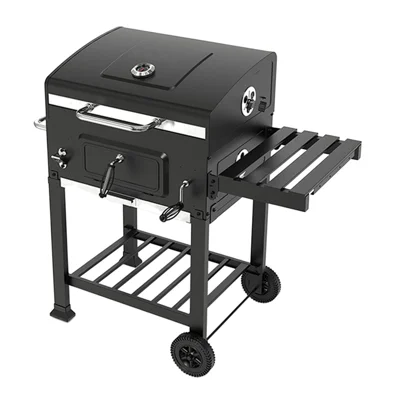 FT01-126 Holzkohle-Grill mit Gitter, klappbare Seitenablage und Ablagefach mit Rädern für Outdoor-Partys – Verstärkter Großer