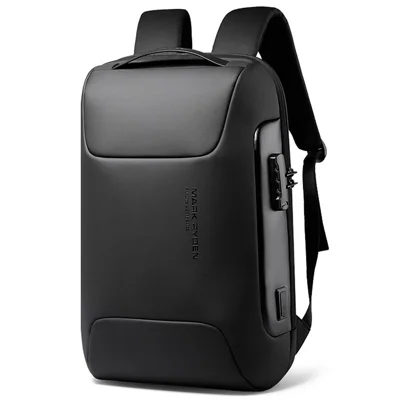 MARK RYDEN MR-9116 Password Lock Anti-Theft Men Business Travel Backpack Laptop Daypack with Charging Interface - Black