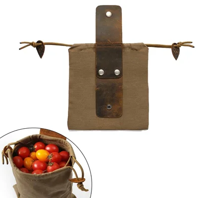 Jardin Picking Fruit Sac Canvas Drawstring Sac de Nourriture Sac de Ceinture de Récolte Sac de Récolte - Brun