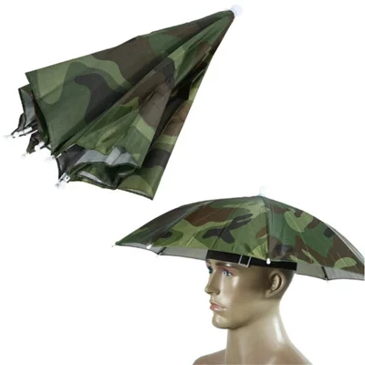 Outdoor Fishing Cap Portable Sunshade Head Umbrella Rain Hat with Adjustable Headband