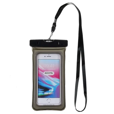 Universelle IPX8 wasserdichte Tasche für Mobiltelefone unter 6 Zoll, wasserdichte Handyhülle mit Lanyard, Trockentasche für Schwimmen, Camping, Surfen (kein Fingerabdruck-Eintritt) - Schwarz