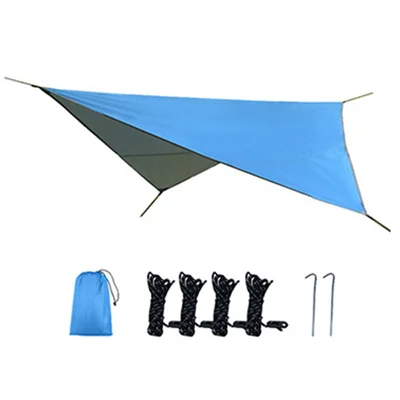 TM-075 Waterproof Tent Tarp Silver Coated Outdoor Camping Awning Tarp Rainfly Sun Shelter - Blue