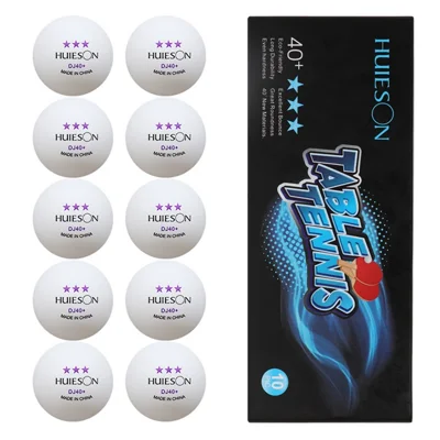 HUIESON 10Stück / Set Drei-Stern DJ40+ Tischtennisbälle Leichtgewicht Nicht-brennbar Ping Pong Ball für Training - Weiß