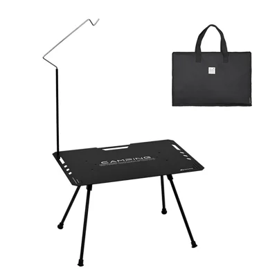SHINETRIP Mesa de Camping de Aleación de Aluminio, Mesa Portátil de Picnic, Equipo de Mesa Plegable para Barbacoa, Patio Trasero, Fiesta - Negro