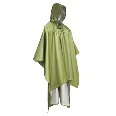 190T Polyester Taffeta 3-in-1 Outdoor Cycling Hiking Raincoat Floor Mat Tarp Windproof Rain Poncho - Green