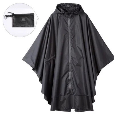 7029 Large Cycling Rain Poncho Bike Cycling Hooded Raincoat Rain Cape On the Go Rain Protection, Size: L - Black
