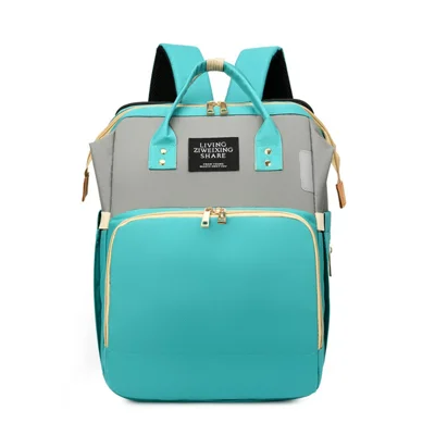 Sac à langer AOTU en tissu Oxford pour bébé, sac à dos pour maman pour bébé garçon ou fille, taille : L - Vert+Gris