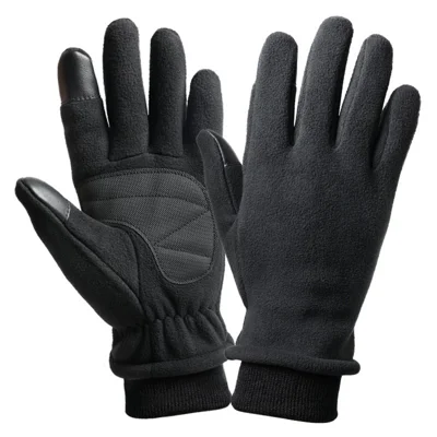 1 Pair Unisex Winter Polar Fleece Warm Gloves Cycling Skiing Touch Screen Full Finger Gloves - Black / L