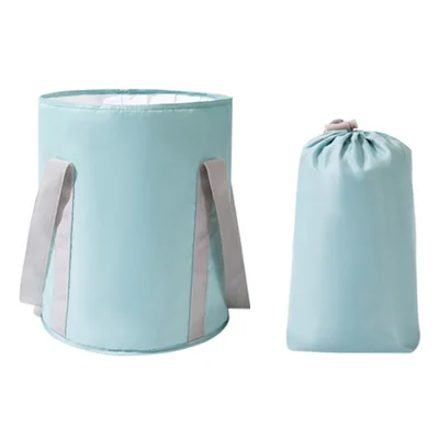 AOTU Home Foot Soaking Bucket Travel Thermal Insulation Aluminum Foil Layer Foldable Foot Bath Basin, Size: L - Blue