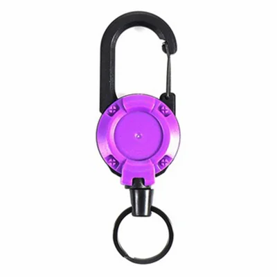 HS-6890 Automatic Retractable Wire Rope Anti-Theft Tactical Keychain Buckle - Purple