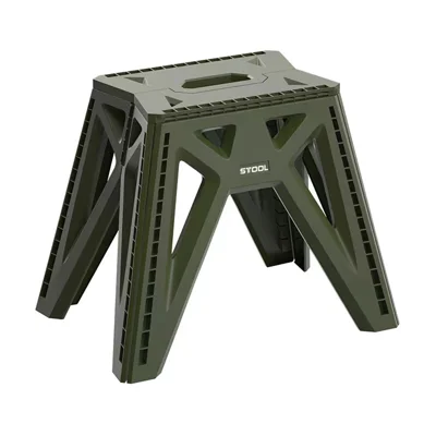 6901-L Outdoor Camping Portable PP Folding Stool with Carry Handle, Size L - Army Green