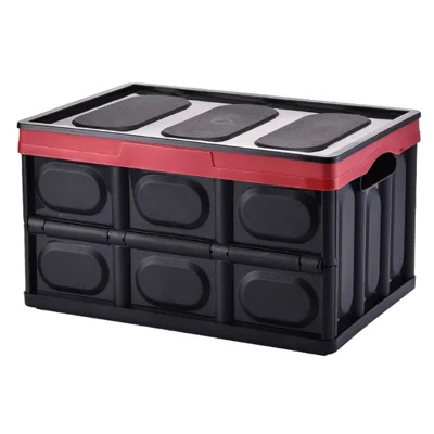 K6101-L 55L Folding Car Trunk Organizer Box Camping PP Storage Case - Black
