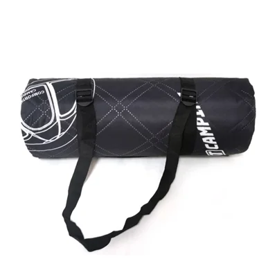 45679 150x200cm Thicken Camping Picnic Mat Moisture-proof Lawn Mat with Webbing Tote Strap - Black