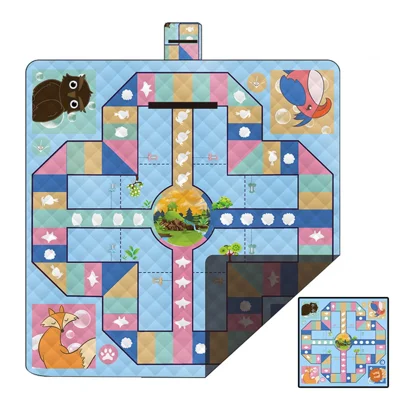 BY-001 Outdoor Camping Mat Moisture Proof Folding Picnic Blanket, 200x200cm - Flying Chess+Chess Pieces