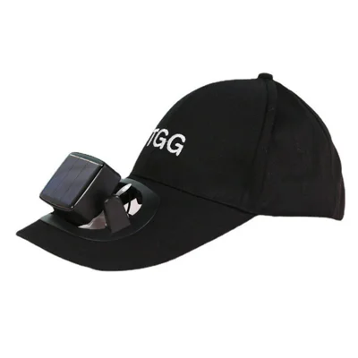 T15 Summer Outdoor Sports Sun-proof Hat Solar Small Fan Baseball Cap - Black