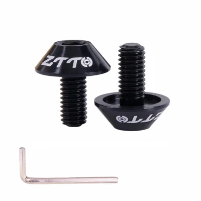 ZTTO 2PCS M5x10 Bicycle Water Bottle Cage Bolts Aluminum Alloy Bike Screws Wrench Set - Black