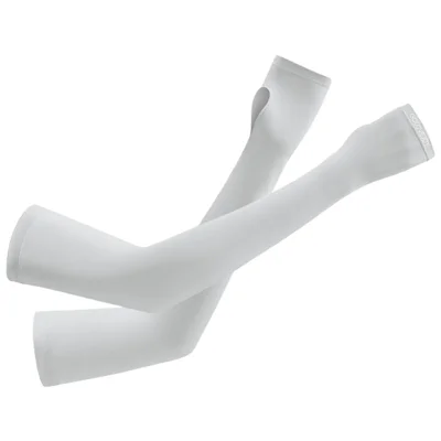 GOLOVEJOY HB16 1 Pair Nylon Sports Anti-UV Arm Sleeves Half Finger Gloves with Thumb Hole - Light Grey / S