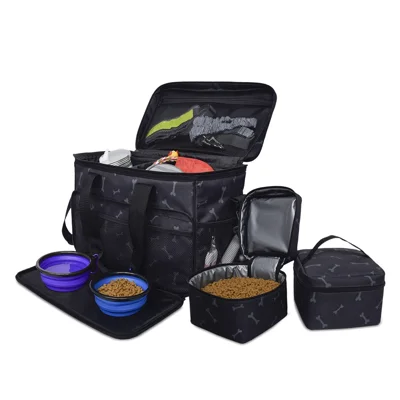 821901 600D Oxford Cloth Bag Dog Food Treat Carrier Storage Pouch with 2 Inner Bags