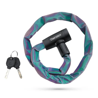 WEST BIKING YP0705111 Reflective Chain Bike Lock Portable E-Bike Anti Theft Lock with 2 Keys - Multi-Color