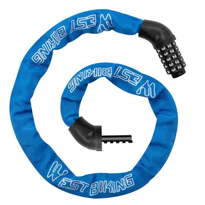 WEST BIKING YP0705119 Bicycle Anti Theft Chain Lock 5 Digit Combination Lock for Mountain Bike - Sky Blue