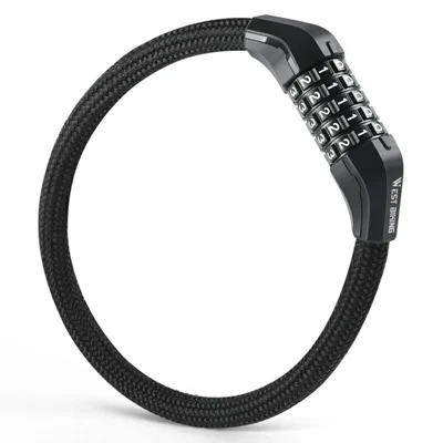 WEST BIKING YP0705121 Bicycle Electric Bike 5-Digit Combination Lock Steel Cable Anti-Theft Password Lock - Black