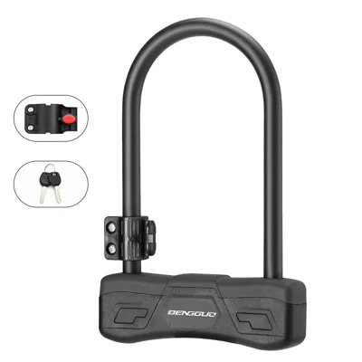BENGGUO U Shape Anti Theft Lock for Bicycle / Electric Bike / Motorcycle Heavy Duty Alloy Steel Security Lock  - Black