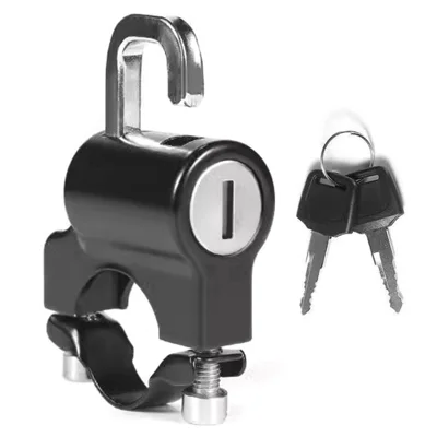 Electric Bike Motorcycle Helmet Lock Anti Theft Security Lock Handlebar Mount Waterproof Rust Proof Lock - Black