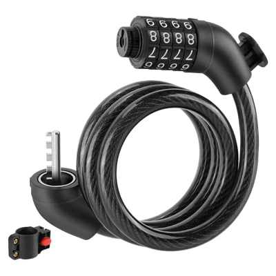 WEST BIKING YP0705129 920 mm Câble de Serrure pour Vélo en Acier, Serrure à Combinaison 4 Chiffres - Noir