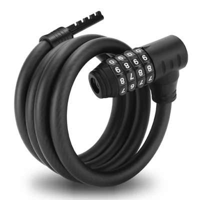 WEST BIKING YP0705132 Bloqueo con Cable de 1 m, 4 Dígitos, Antirrobo, Cable de Acero para Bicicleta, Ciclismo - Negro