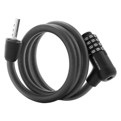 ROCKBROS 32120013 Candado para bicicleta de cable con combinación 117 cm, candado de seguridad antirrobo para ciclismo - Negro
