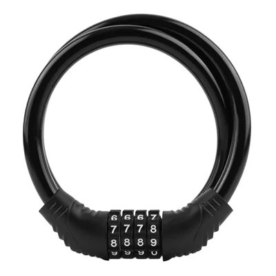 BENGGUO 4 Digit Combination Cable Lock PVC Coated Steel Zinc Alloy Anti-Theft for Bicycle Motorcycle - Black