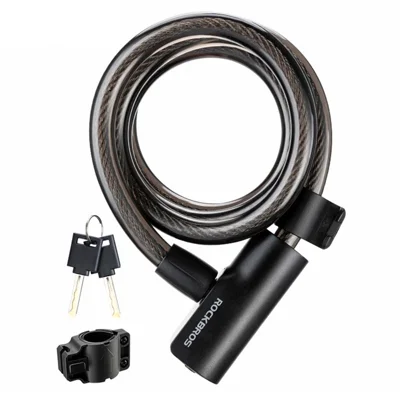ROCKBROS 511 Cerradura de Cable de Acero para Bicicleta Antirrobo MTB Bicicleta de Carretera Cerradura de Anillo Portátil para Bicicleta Eléctrica, Puerta de Cristal - Negro