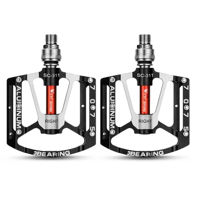WEST BIKING YP0802121 1 Pair Aluminum Alloy Quick Release 3 Bearing Bicycle Pedal - Black